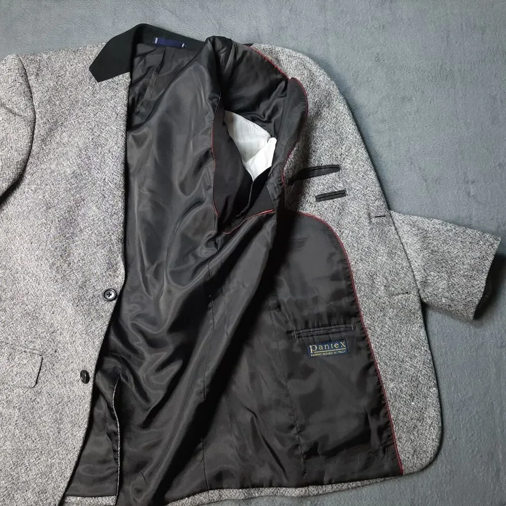 Paul Fredrick Sport Coat Mens 40R Gray Italy Salt and Pepper Blazer Suit Jacket
